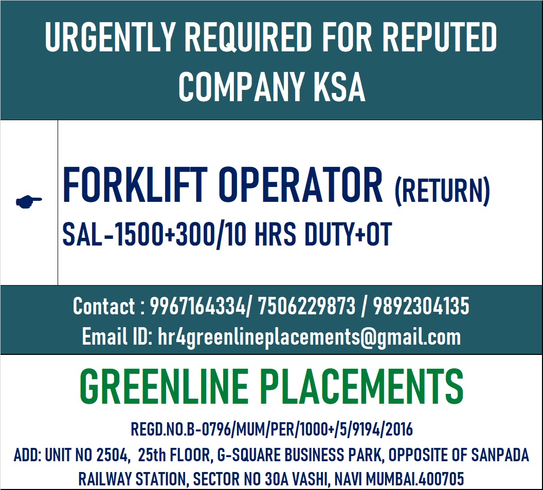 URGENTLY REQUUIRED FOR REPUTED COMPANY KSA