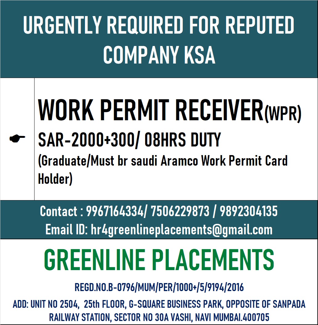 URGENTLY REQUIRED FOR REPUTED COMPANY KSA