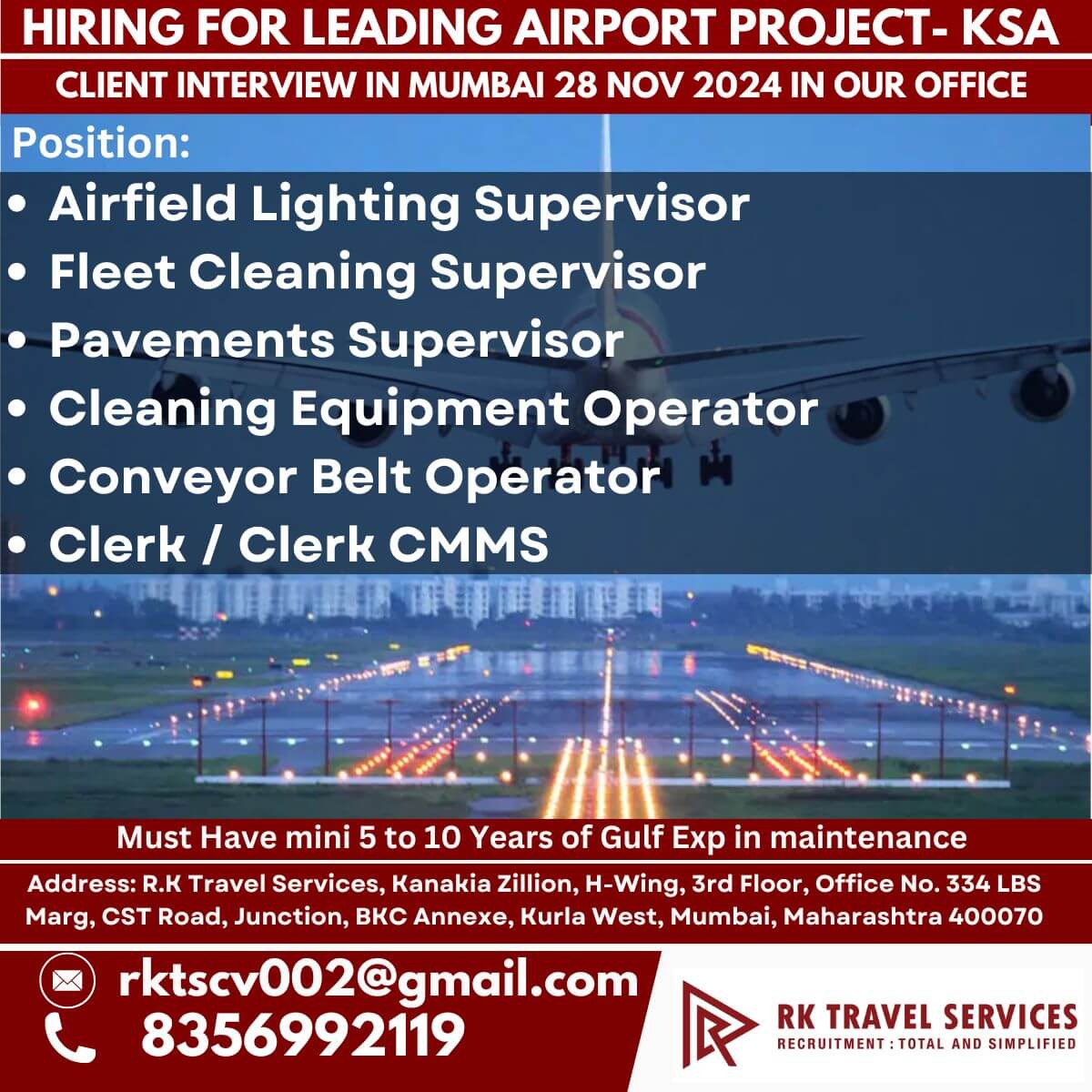 Hiring for Leading Airport Project- KSA