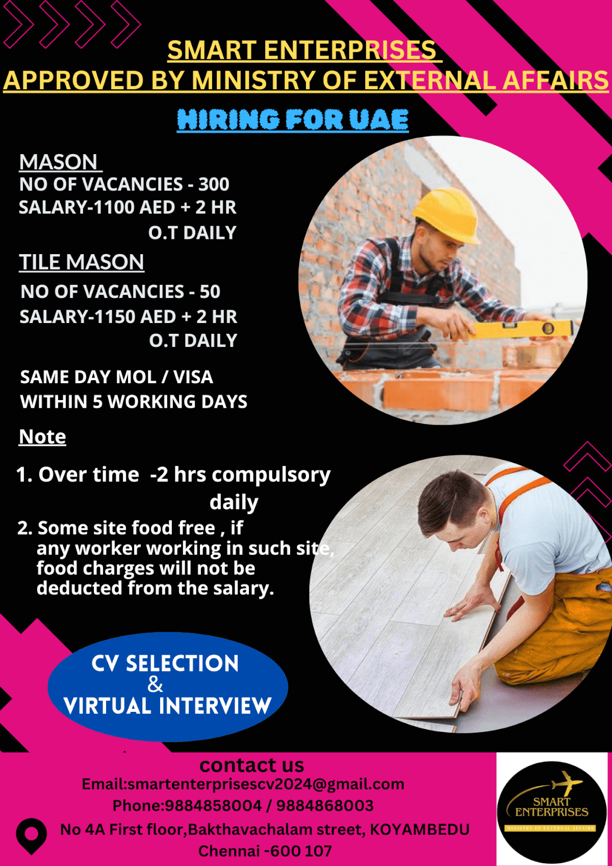 URGENT HIRING FOR UAE - MASON & TILE MASON