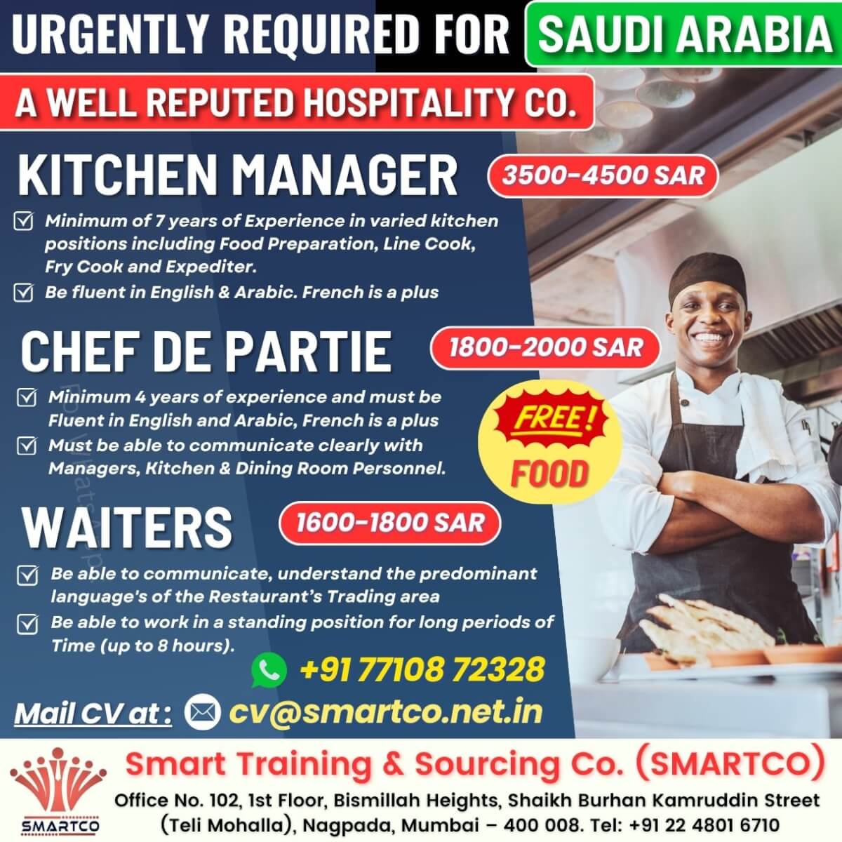 URGENTLY REQUIRED FOR SAUDI ARABIA