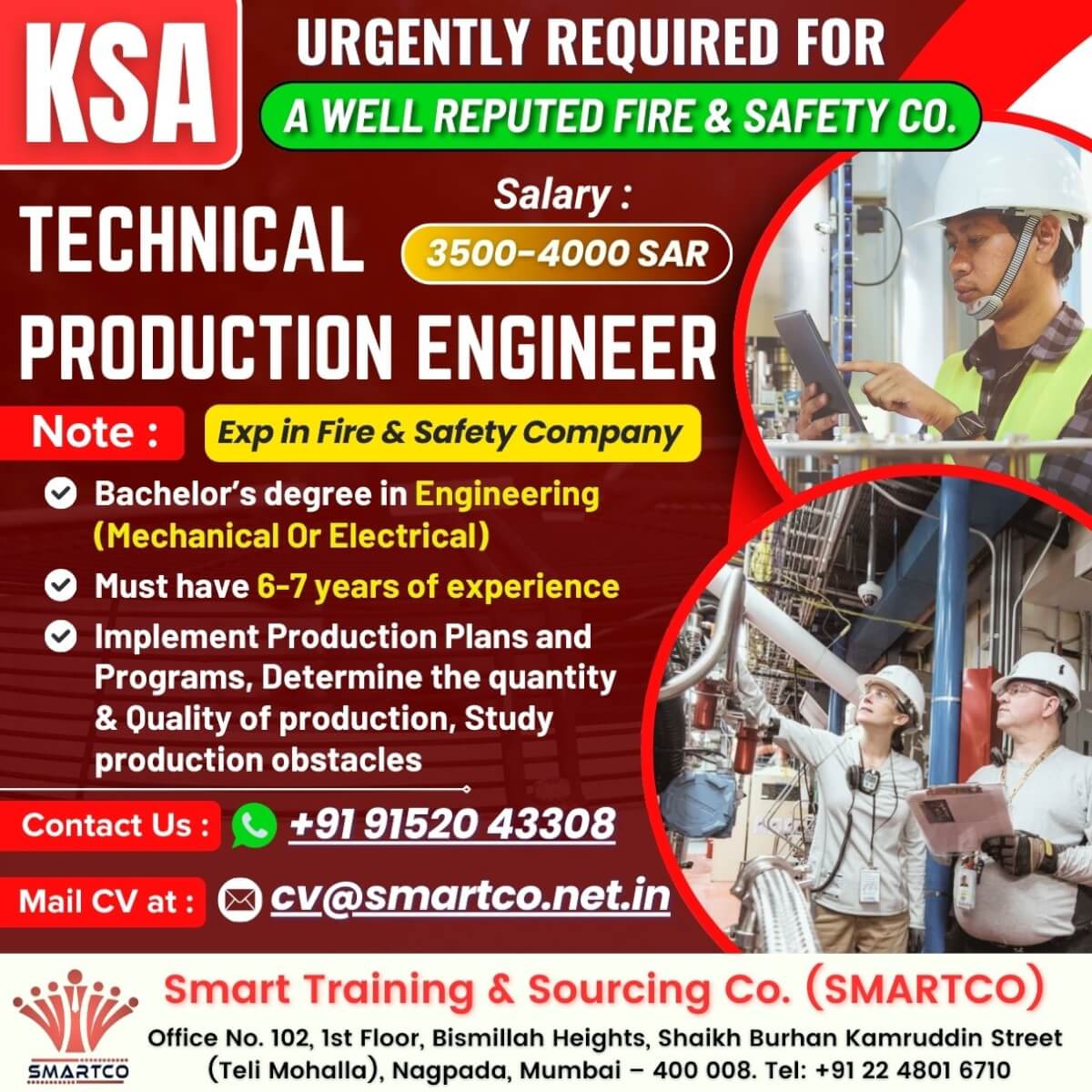 URGENTLY REQUIRED FOR - KSA