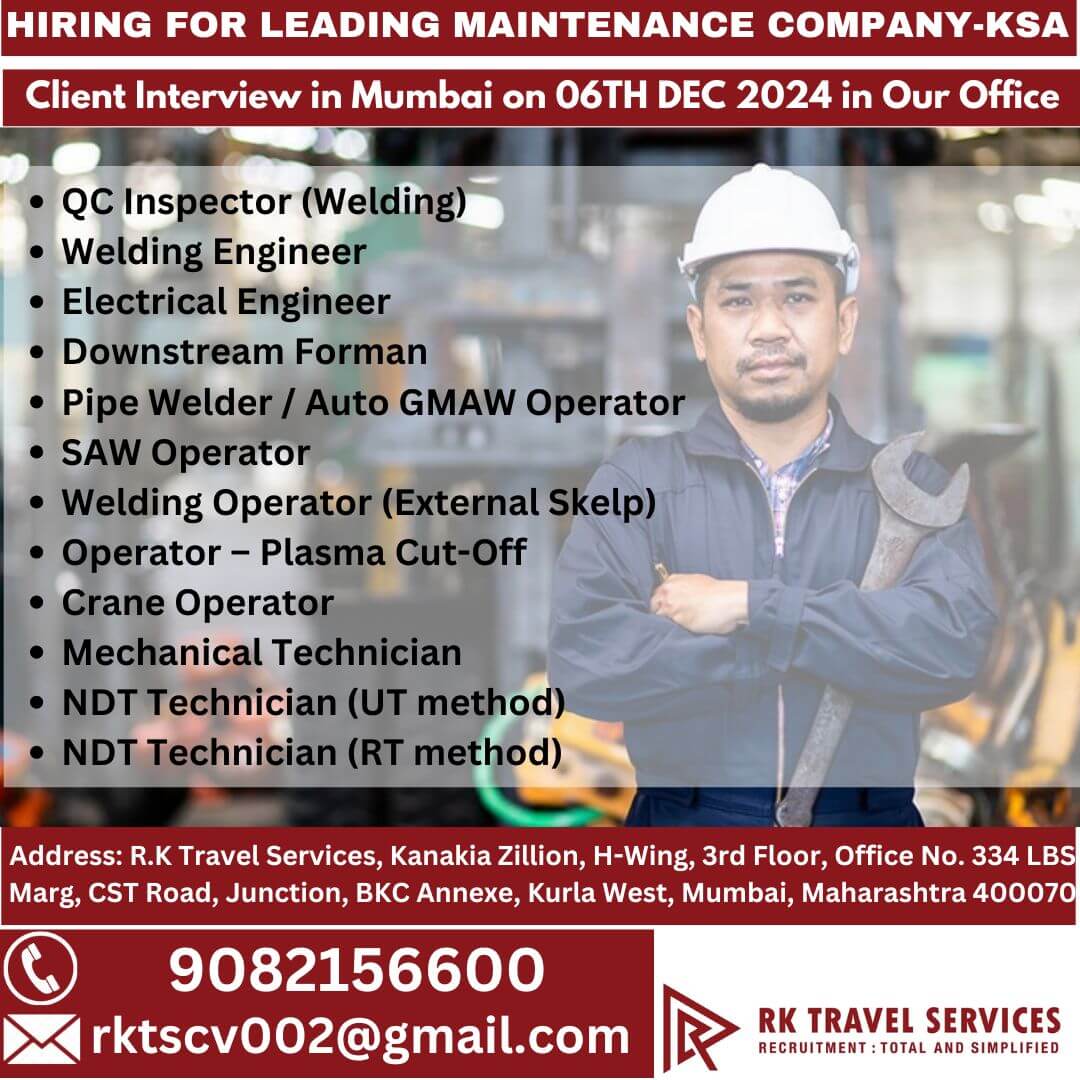 HIRING FOR LEADING MAINTENANCE COMPANY-KSA