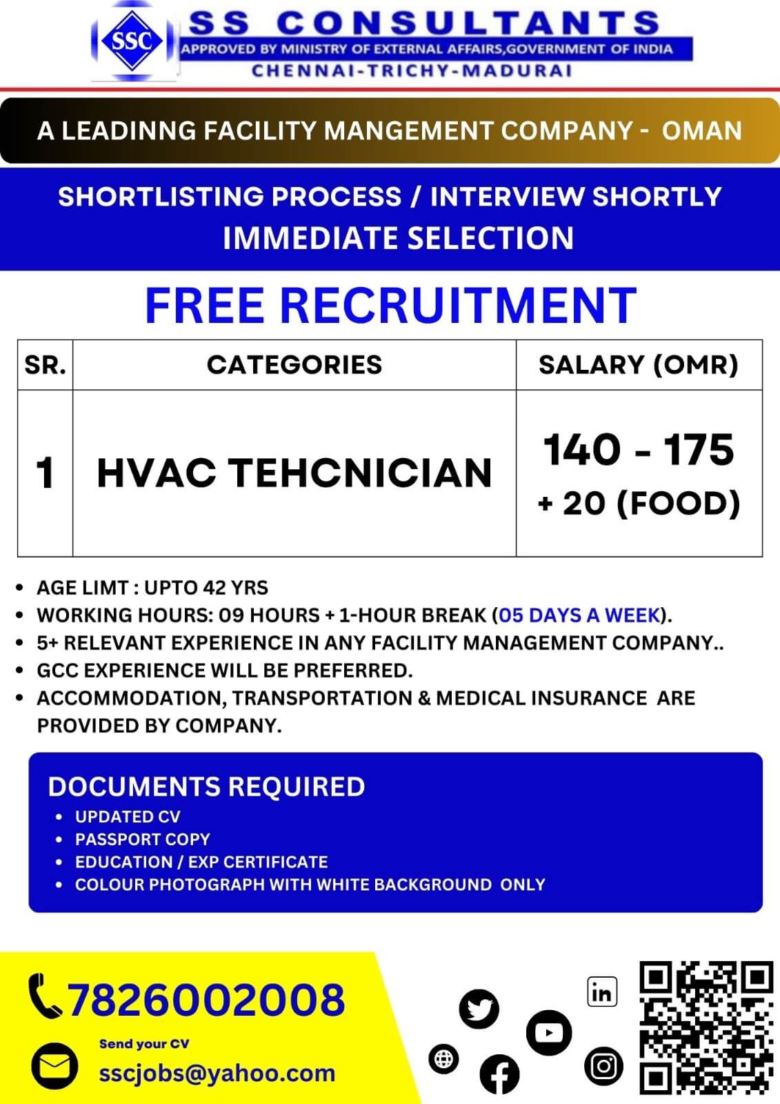 Free Recruitment: HVAC Technician Jobs in Oman | High Salary + Benefits | Apply Now