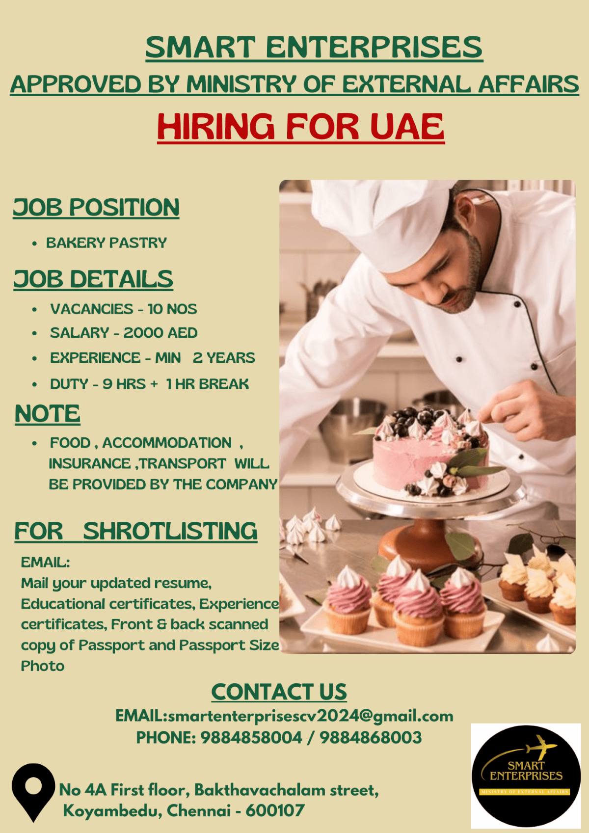 URGENT HIRING FOR BAKERY PASTRY IN UAE