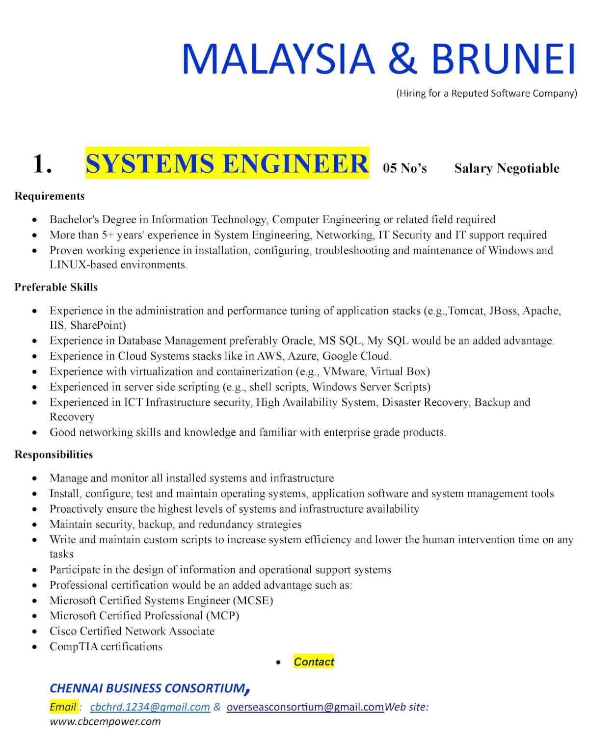 SYSTEM ENGINEER