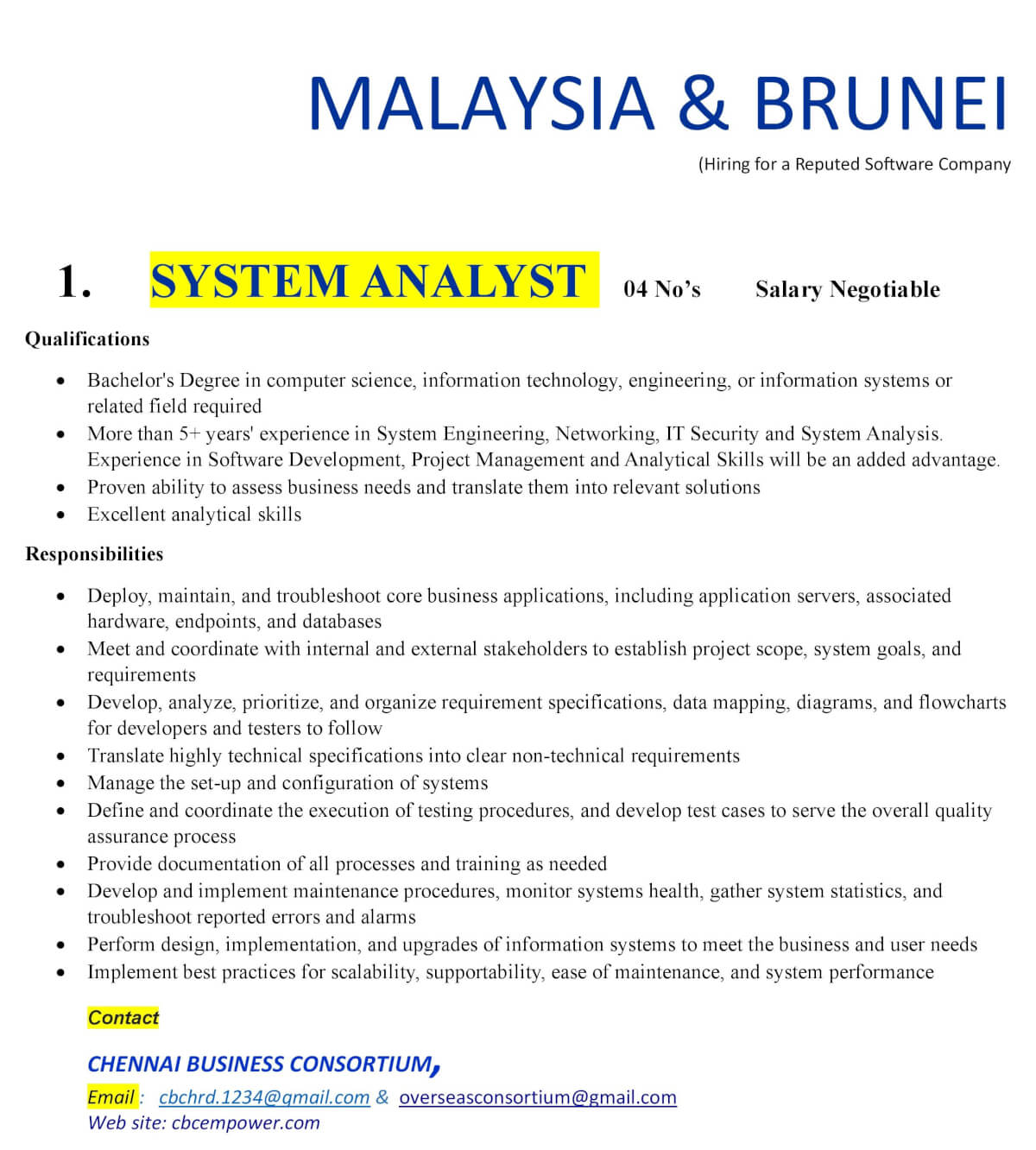 SYSTEM ANALYST