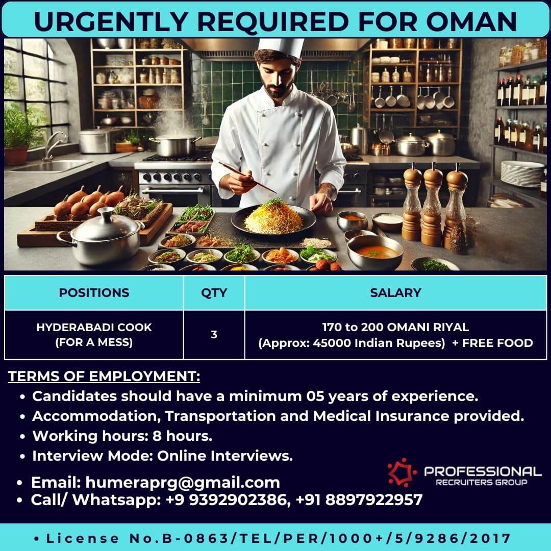 Hiring Cooks for Oman