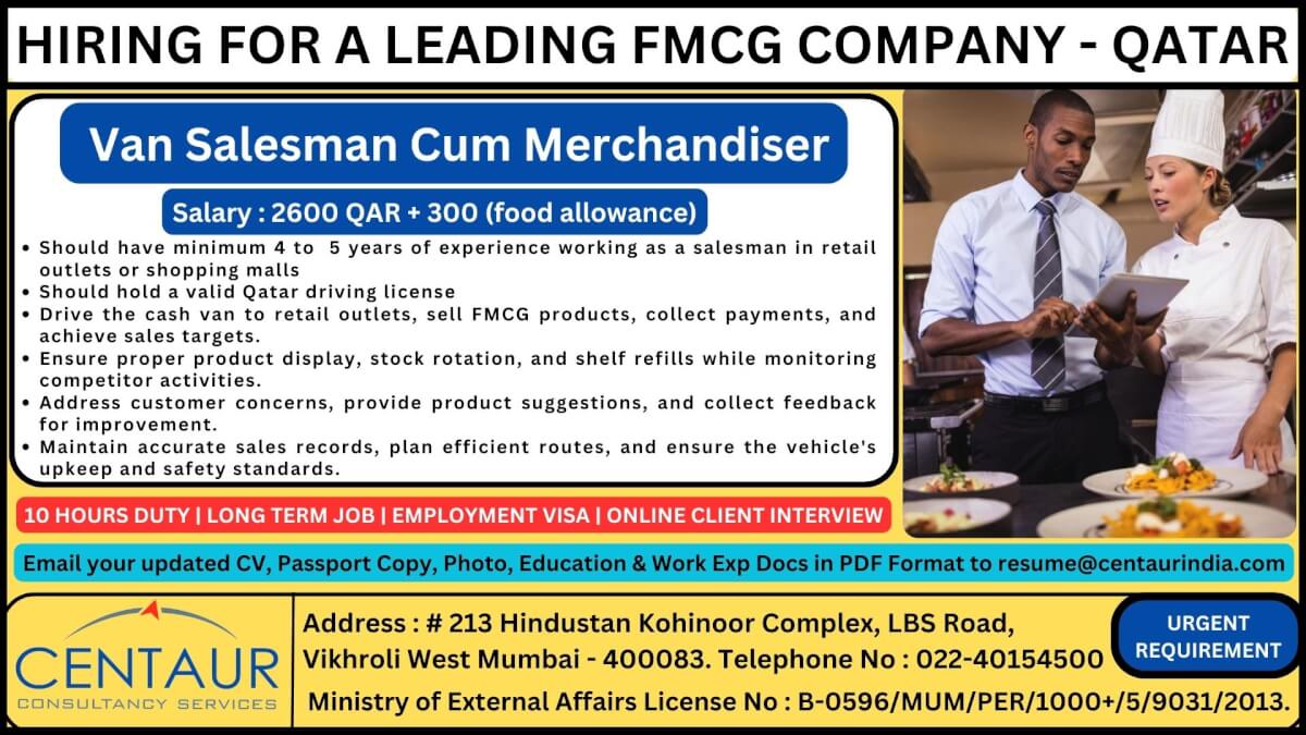 HIRING FOR A LEADING FMCG COMPANY - QATAR