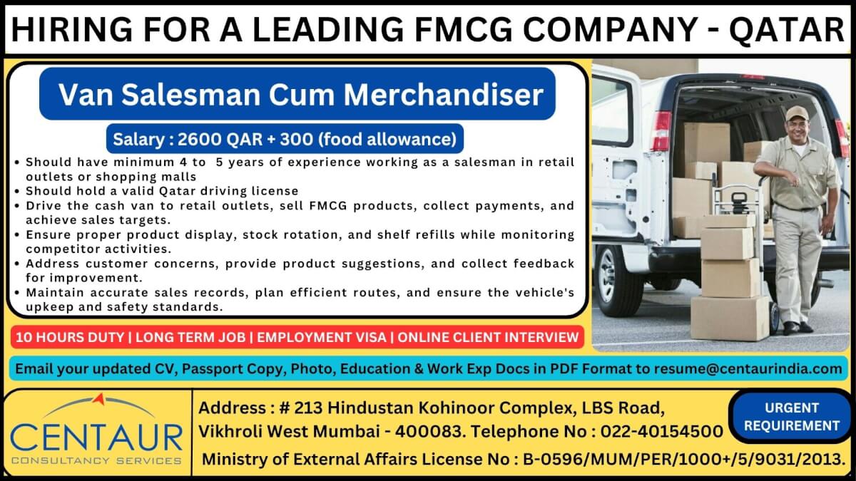 HIRING FOR A LEADING FMCG COMPANY - QATAR