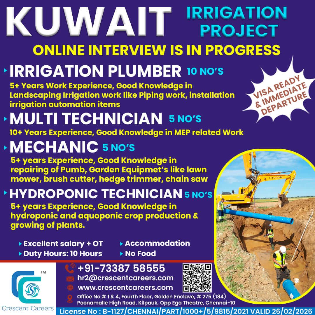 IRRIGATION PLUMBER / MULTI TECHNICIAN / MECHANIC / HYDROPONIC TECHNICIAN