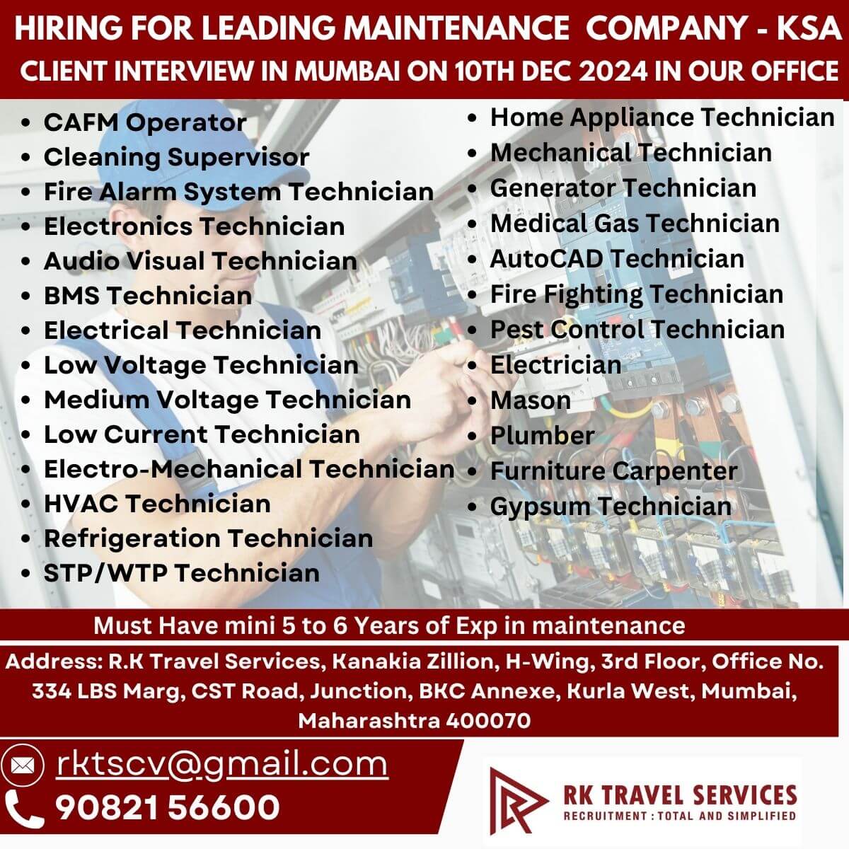 For Leading Maintenance Company - SAUDI ARABIA