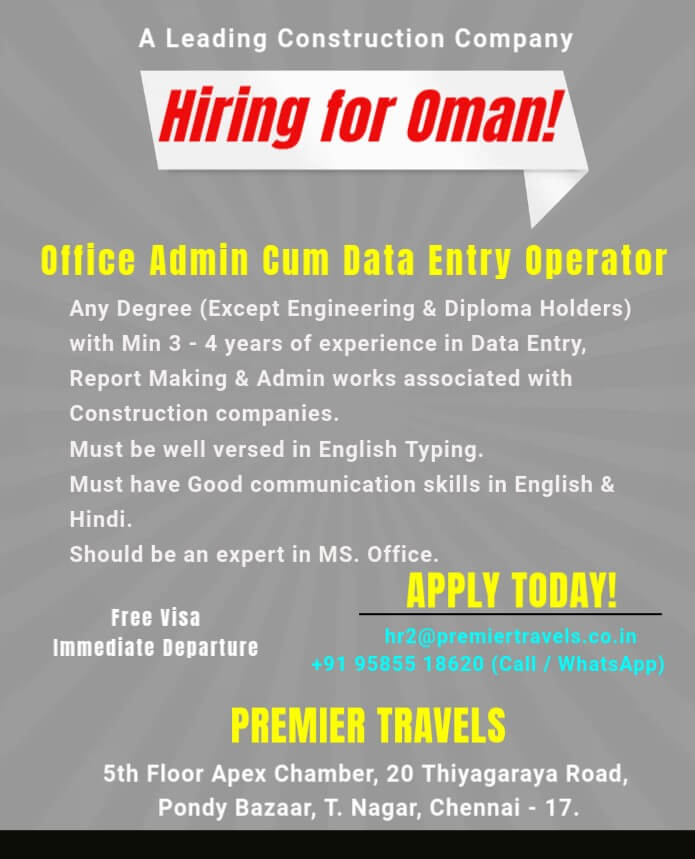 Urgent Requirement for Oman