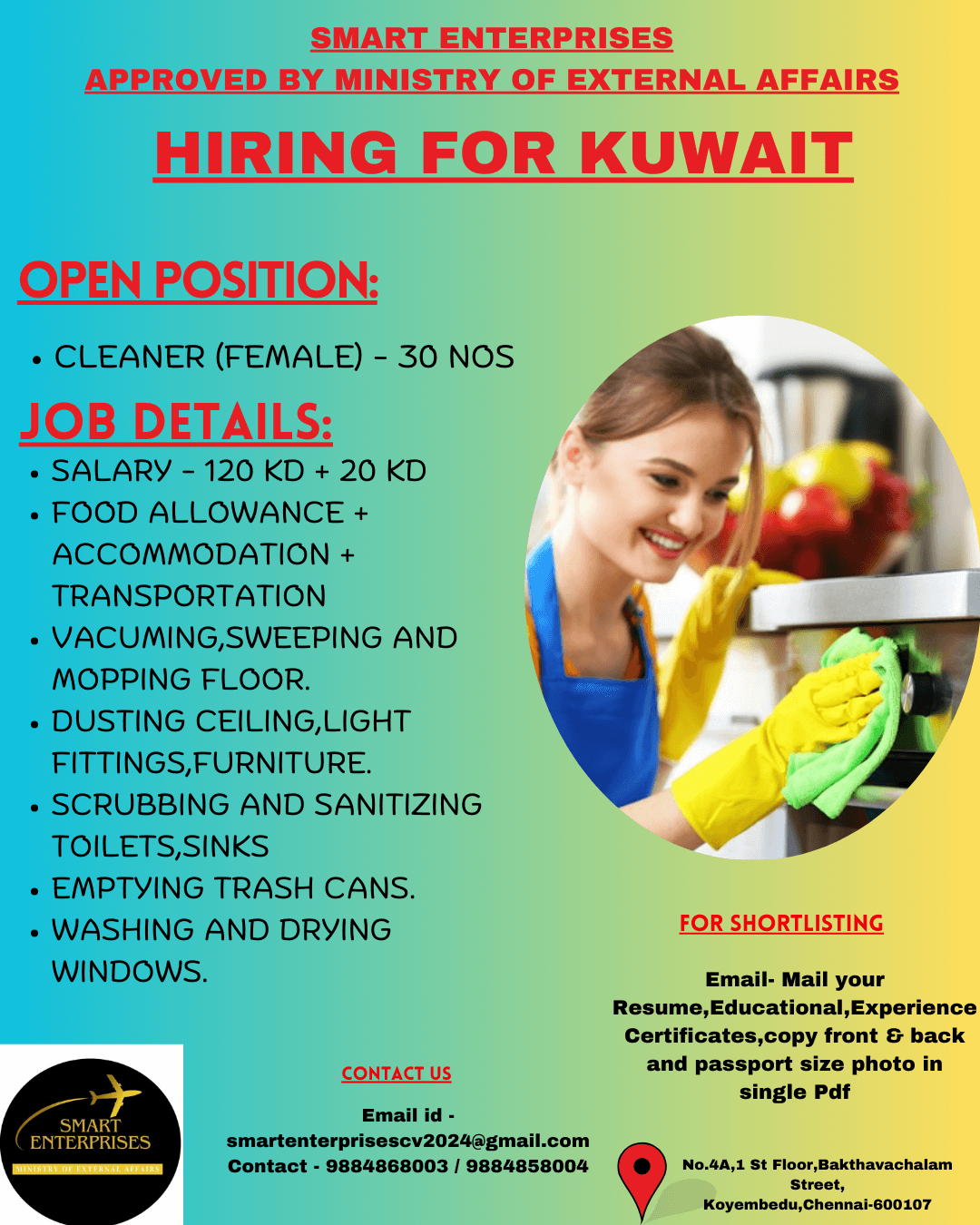 URGENT HIRING FOR CLEANERS  IN KUWAIT