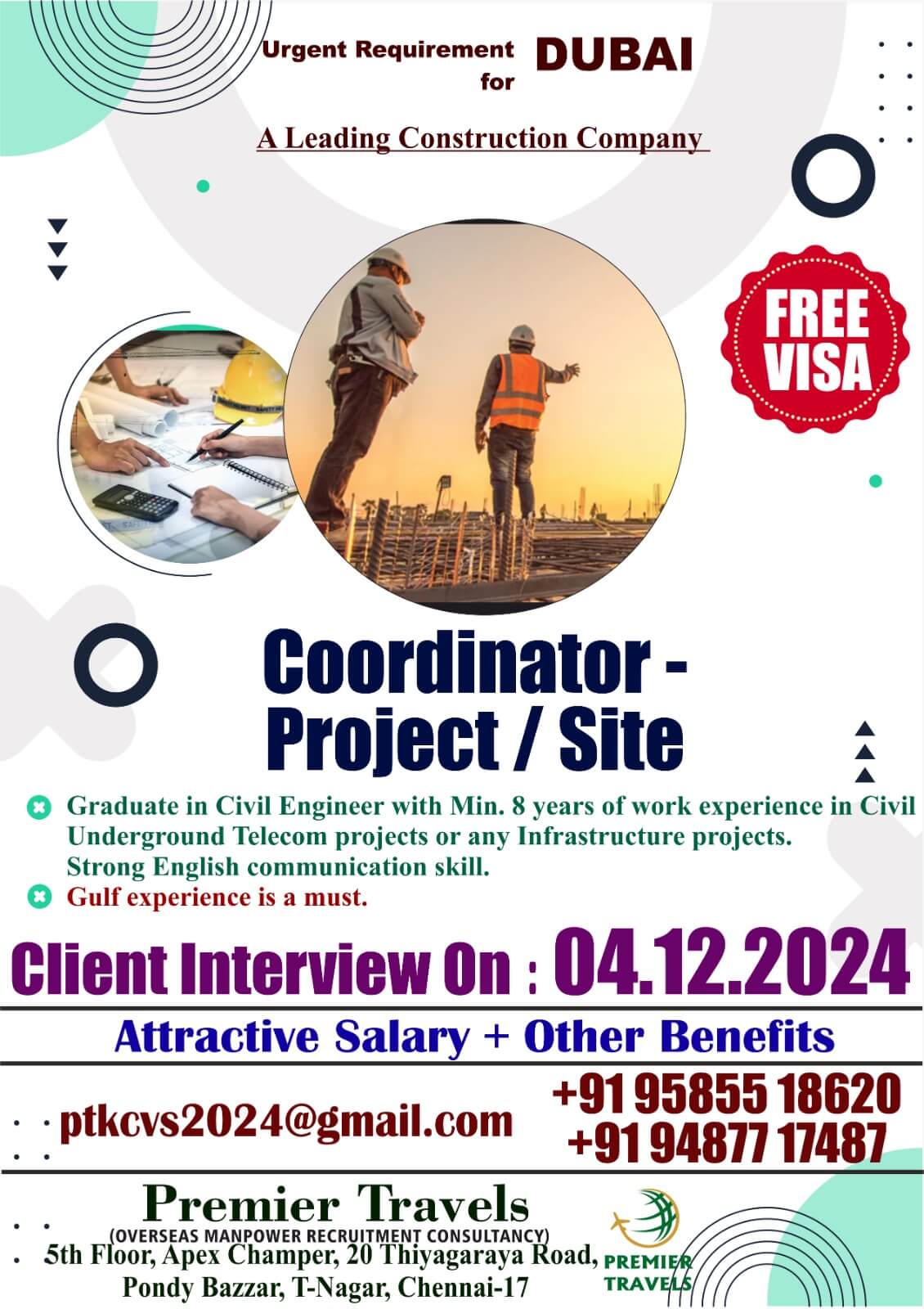 Client Interview on 04.12.2024(Wednesday) at Chennai location