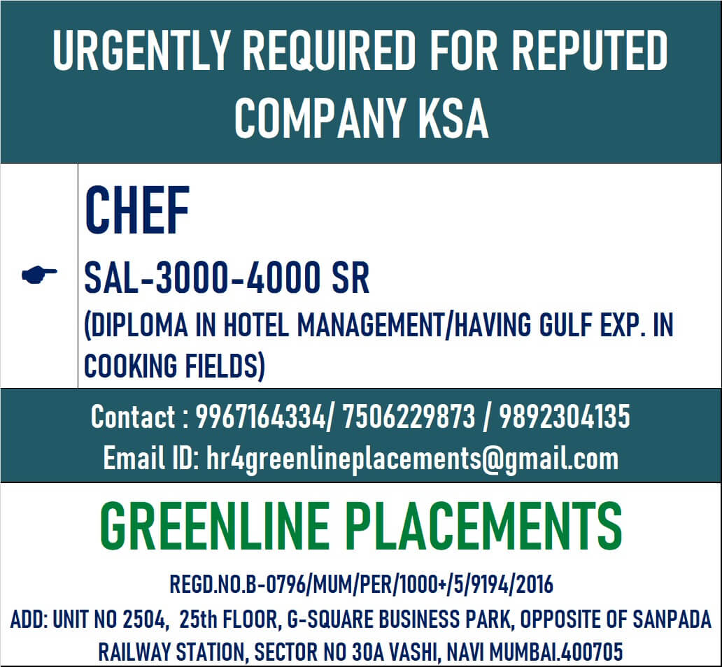 URGENTLY REQUIRED FOR REPUTED COMPANY KSA