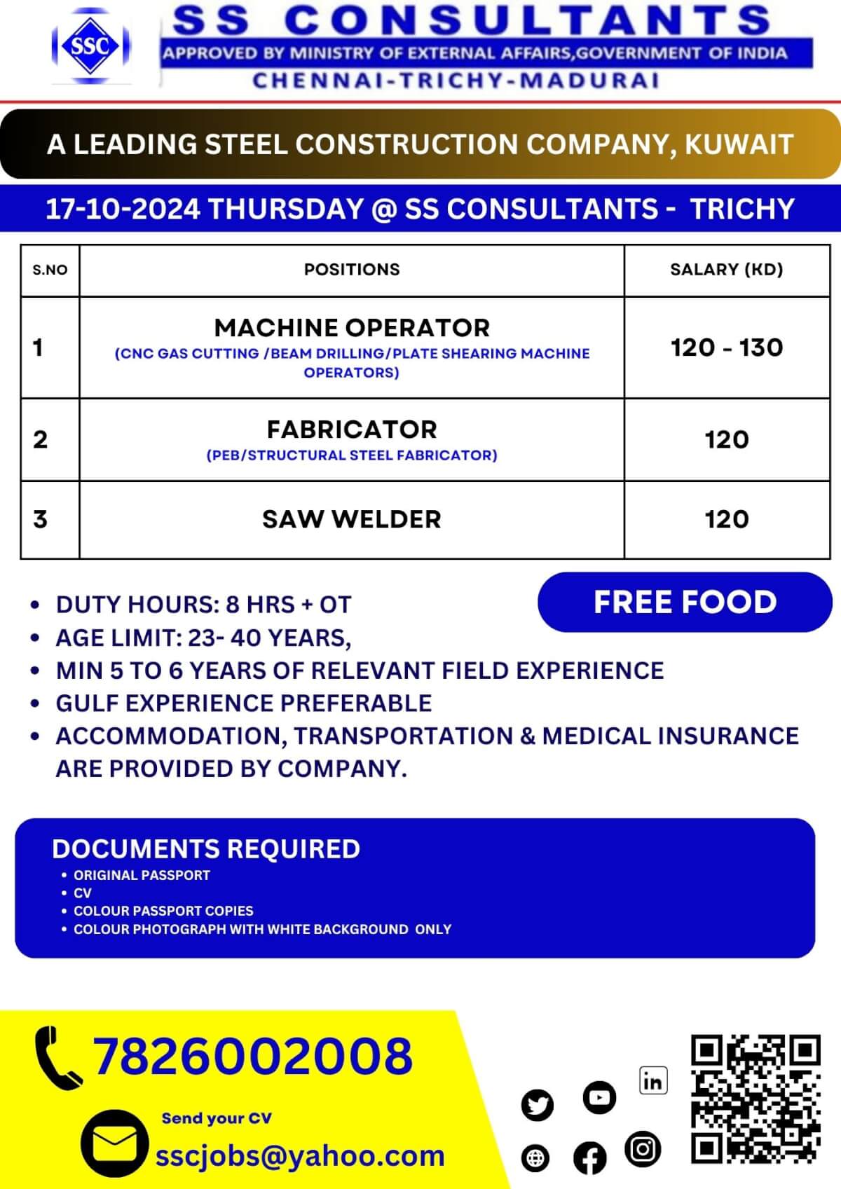 Urgent Job Openings for Machine Operators, Fabricators, and SAW Welders in Kuwait | SS Consultants