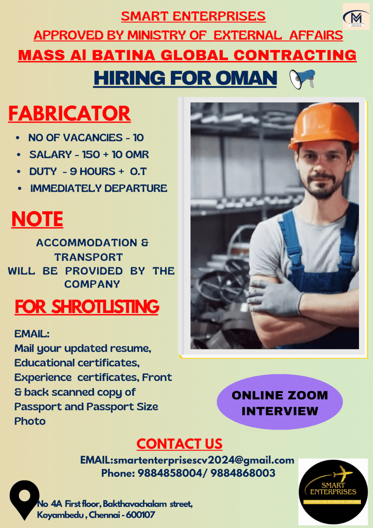 HIRING FOR FABRICATORS IN  OMAN