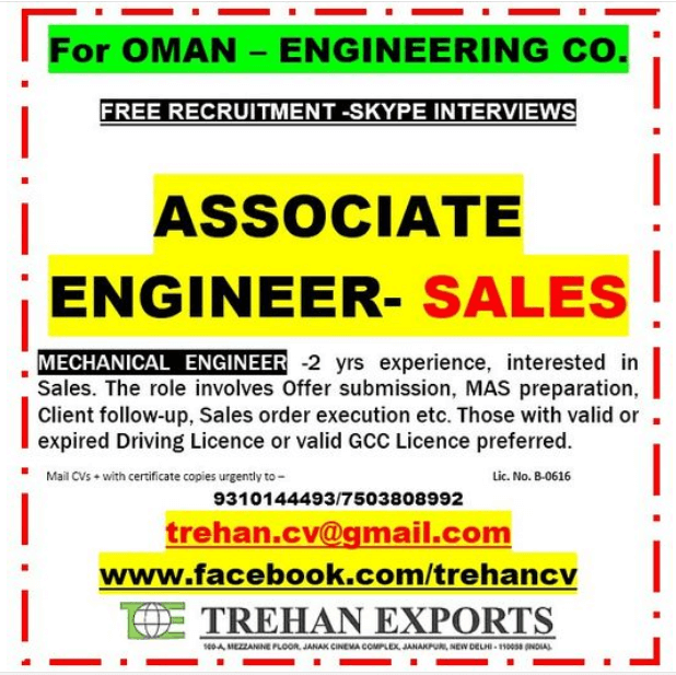 FREE RECRUITMENT - SALES ENGINEER