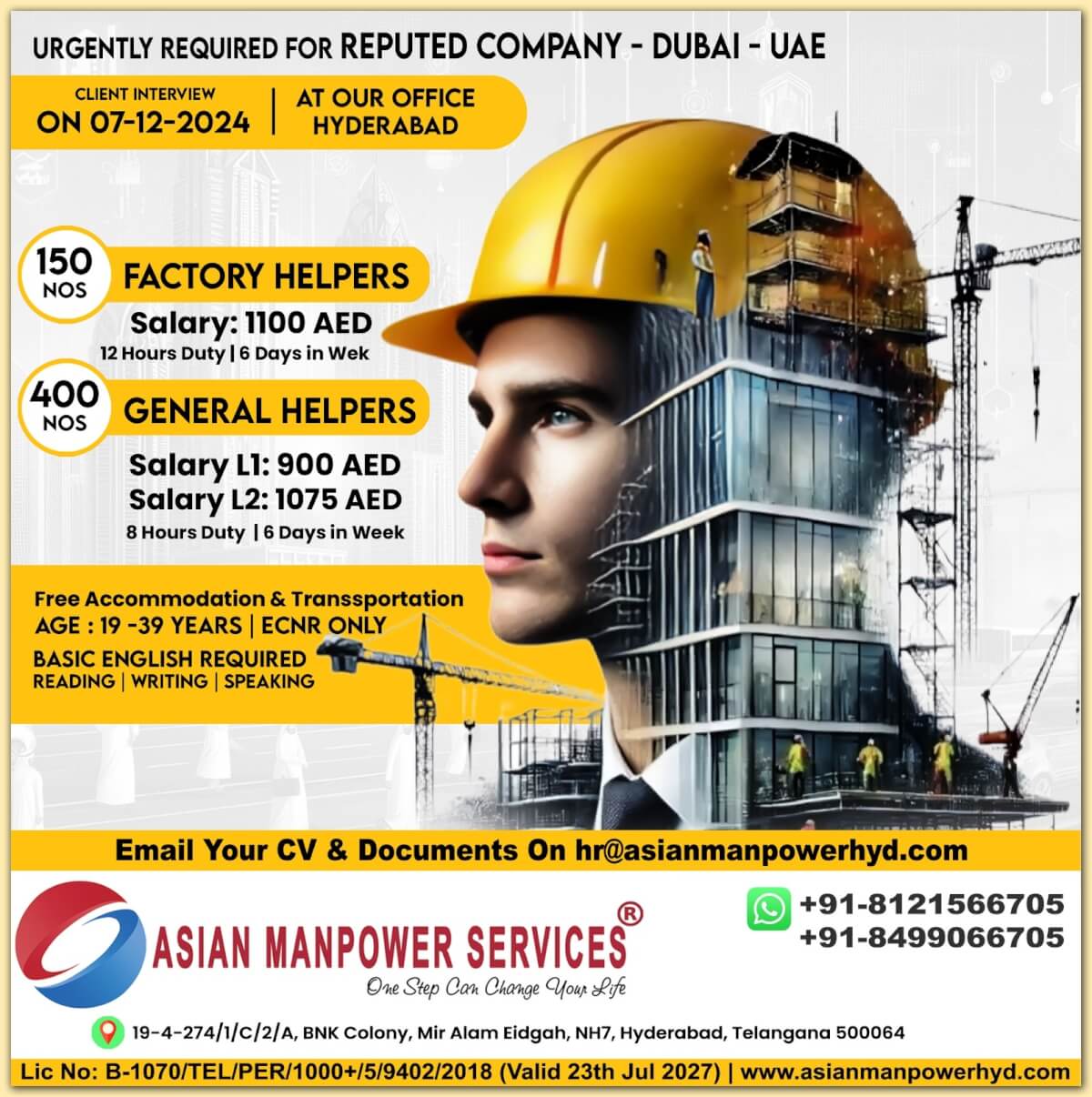 Client Interview on 07-12-2024 for a Reputed Company in Dubai - UAE