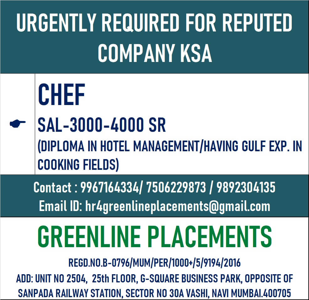 URGENTLY REQUIRED FOR REPUTED COMPAANY KSA