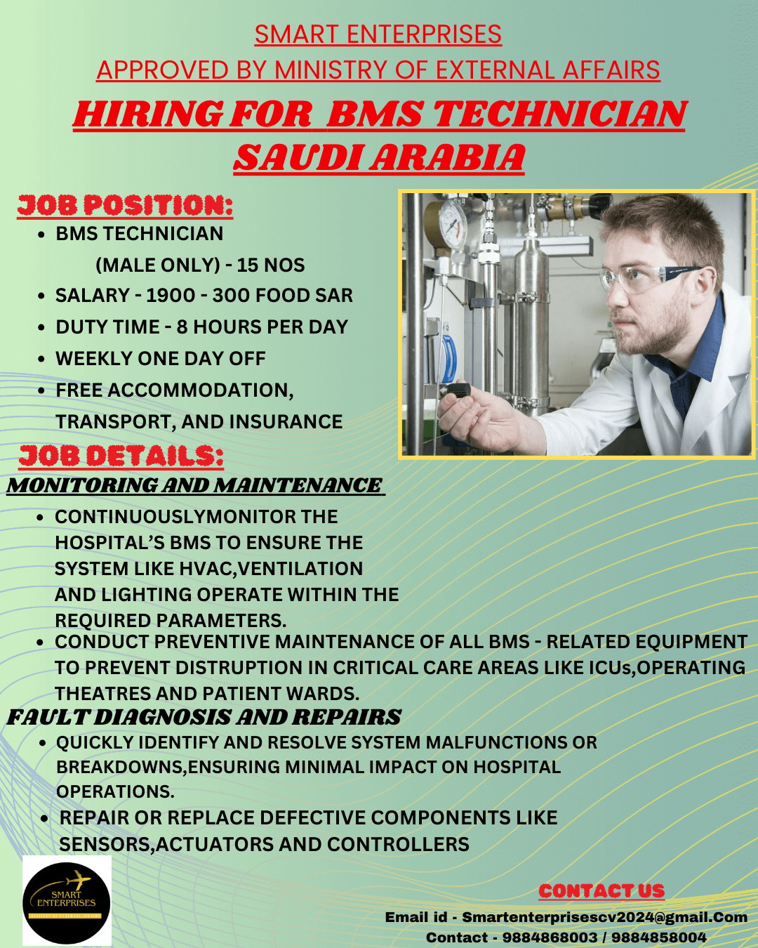 HIRING FOR   BMS TECHNICIAN IN  SAUDI ARABIA