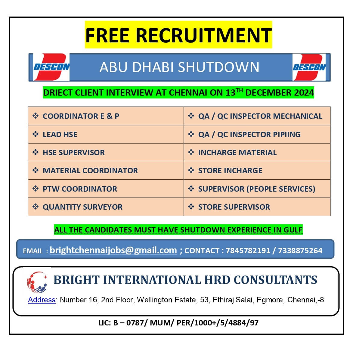 FREE RECUITMENT FOR ABU DHABI