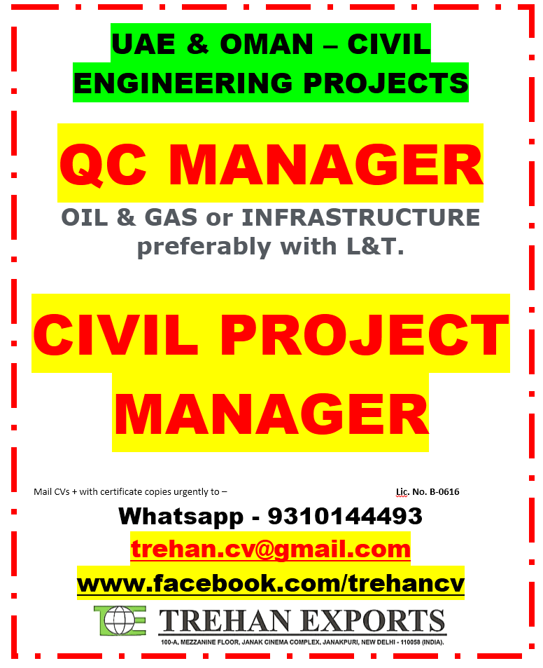 QC MANAGER - CIVIL PROJECT MANAGER