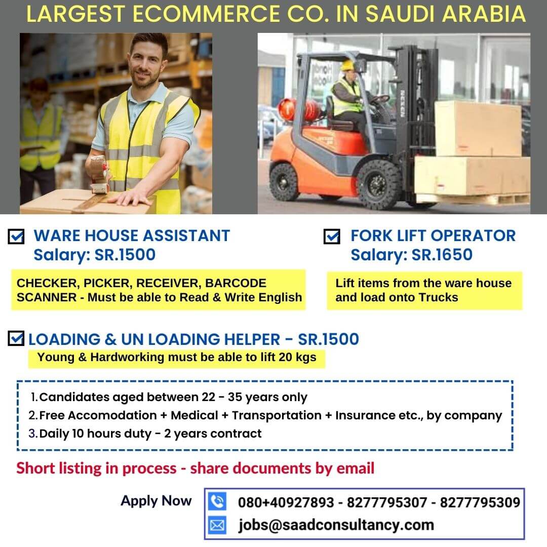 hiring WAREHOUSE ASSISTANTS to ECOMMERCE CO. - KSA