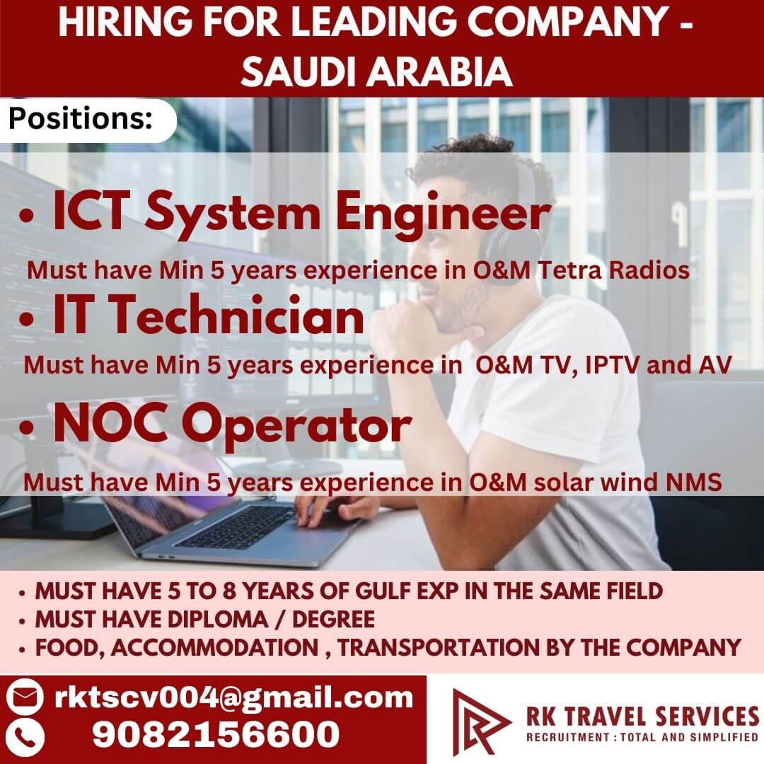 HIRING FOR LEADING COMPANY - SAUDI ARABIA