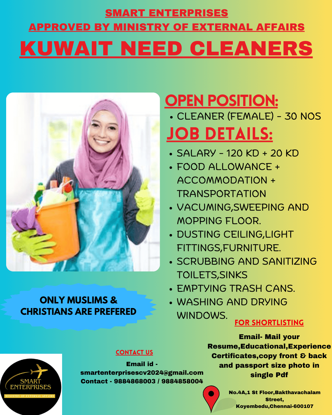 URGENTLY NEEDS CLEANERS FOR KUWAIT (MUSLIMS AND CHRISTIANS ONLY)