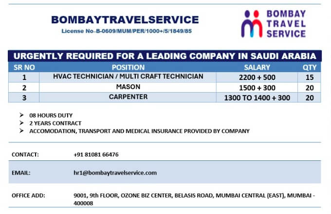 URGENTLY REQUIRED FOR A LEADING FACILITY MANAGEMENT COMPANY IN SAUDI ARABIA