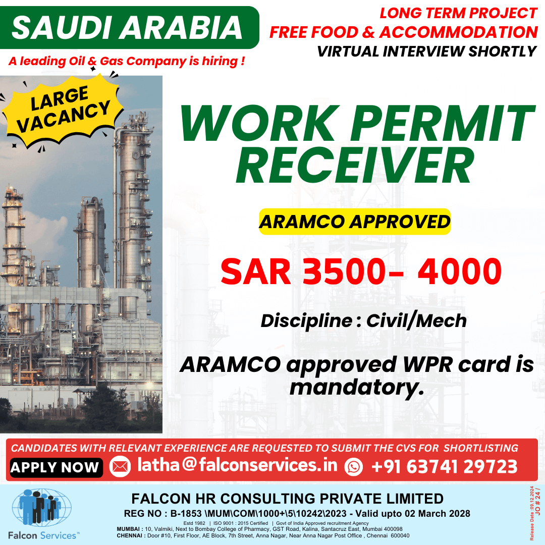 LARGE VACANCY ALERT | ARAMCO PROJECT