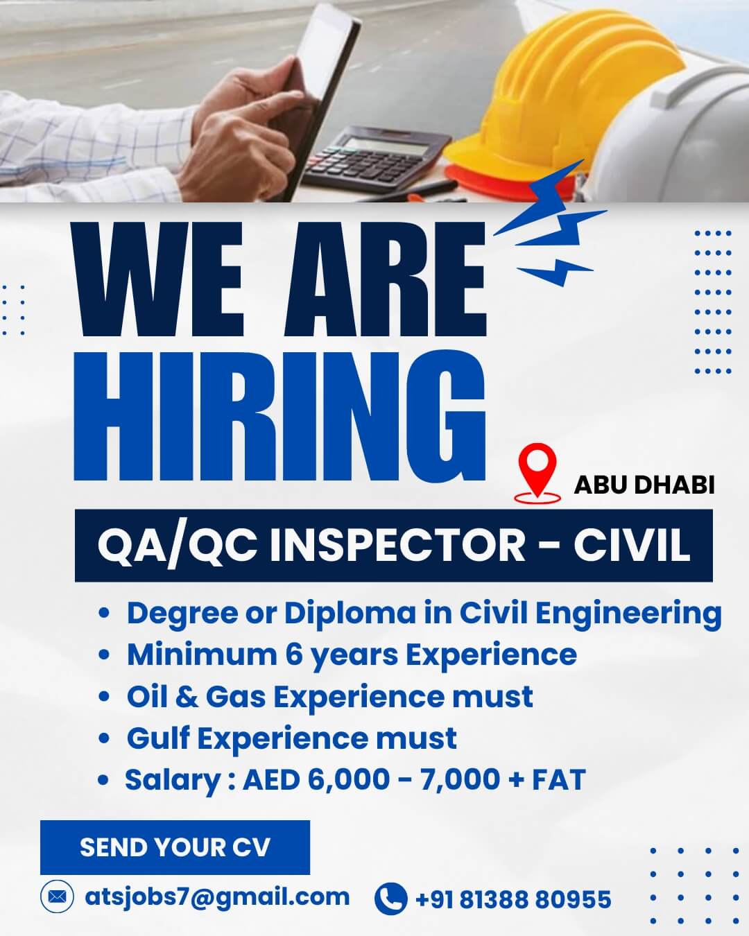 Civil QA QC Inspector for Abu Dhabi