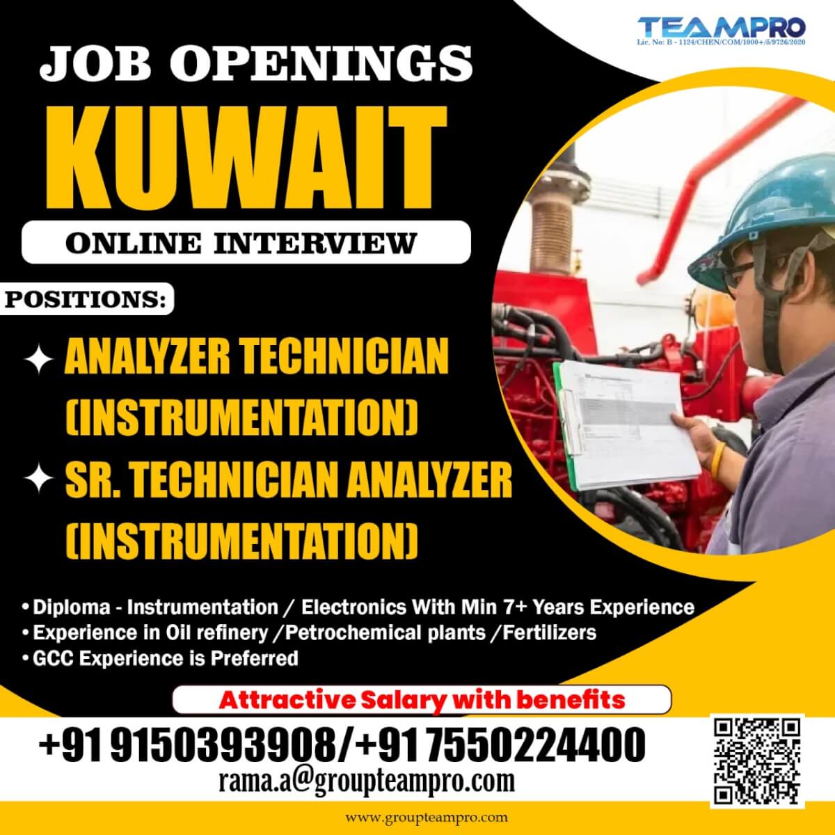 RE: Analyser TEchnician(Instrumentation)&Sr.Analyser Instrumentation Technician-Kuwait