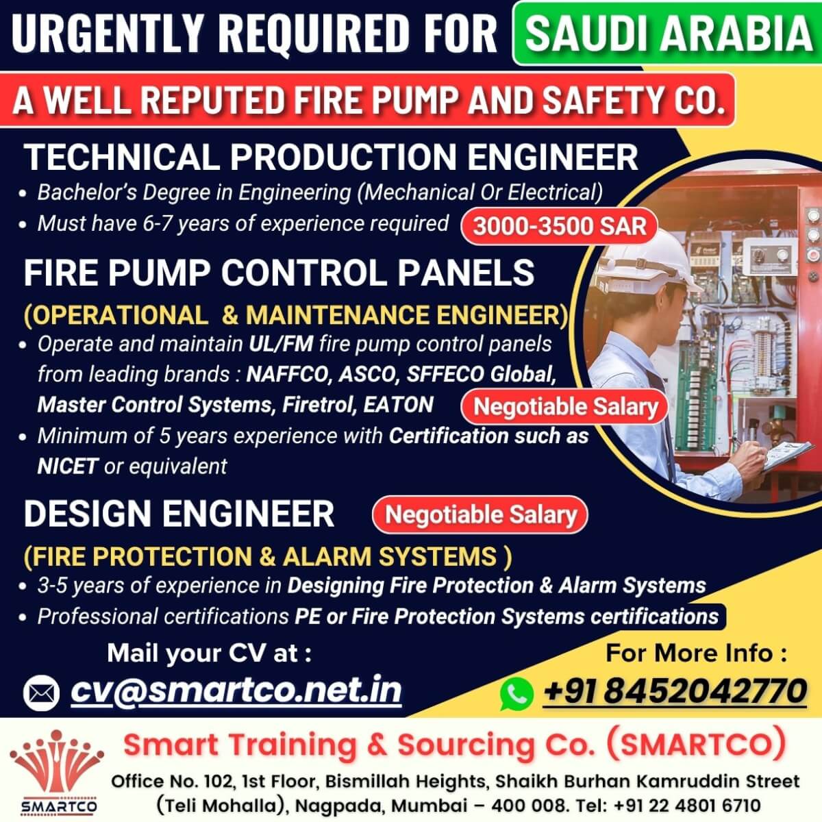 URGENTLY REQUIRED FOR SAUDI ARABIA