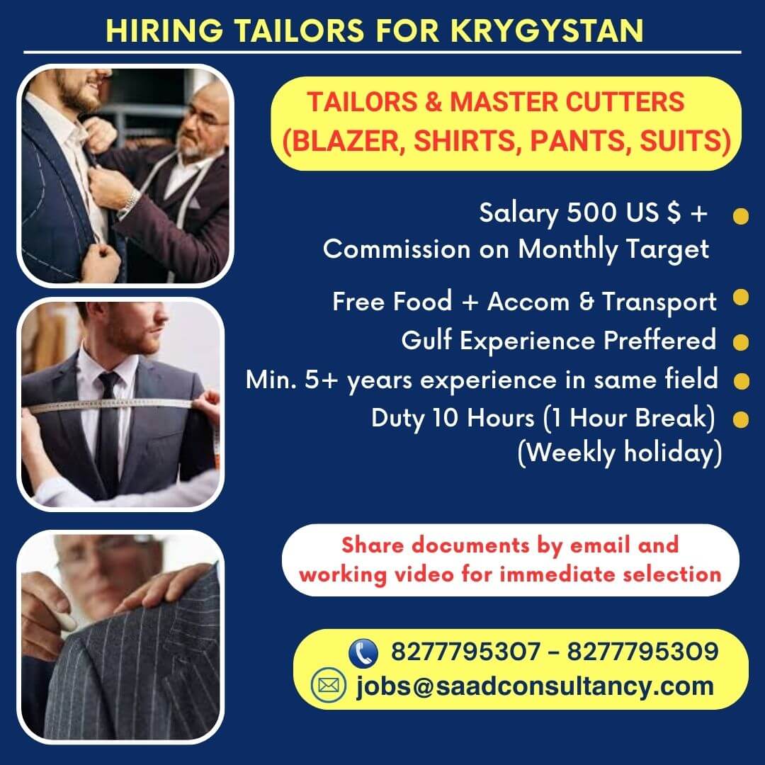 hiring TAILORS for KRYGYSTAN