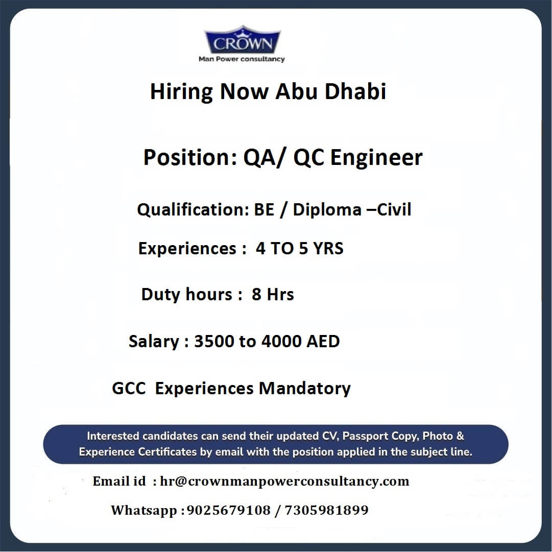 Hiring Now QA / QC Engineer