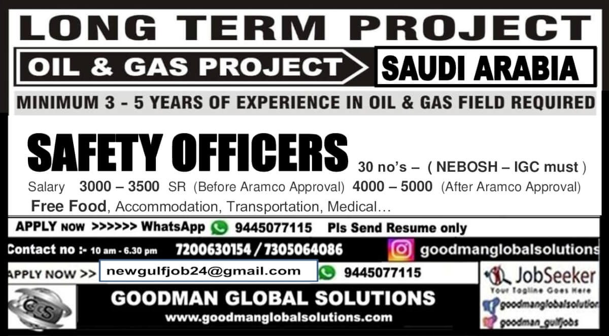 LONG TERM OIL & GAS PROJECT – SAUDI ARABIA - ONLINE INTERVIEW - CV SHORTLISTING PROCESS IN CHENNAI - IMMEDIATE DEPARTURE