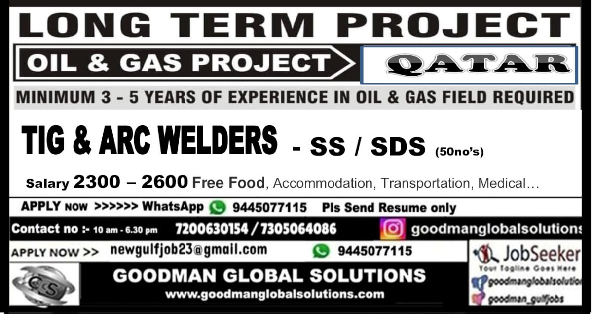 LONG TERM OIL & GAS PROJECT – QATAR  Direct Client Interview in Chennai  @ DEC 3rd WEEK