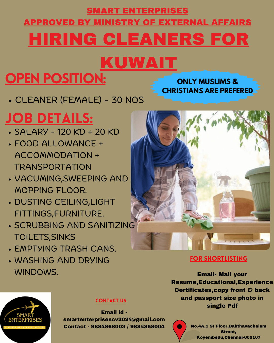 URGENT REQUIREMENT FOR KUWAIT - FEMALE CLEANERS