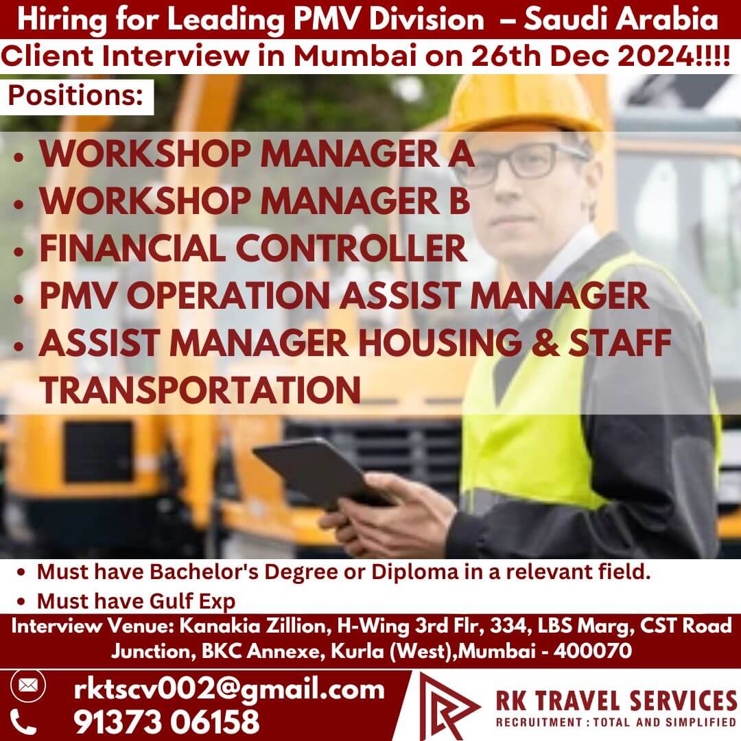 Hiring for Leading PMV Division  – Saudi Arabia