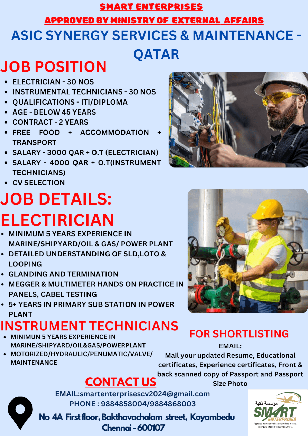 URGENT REQUIREMENT FOR QATAR