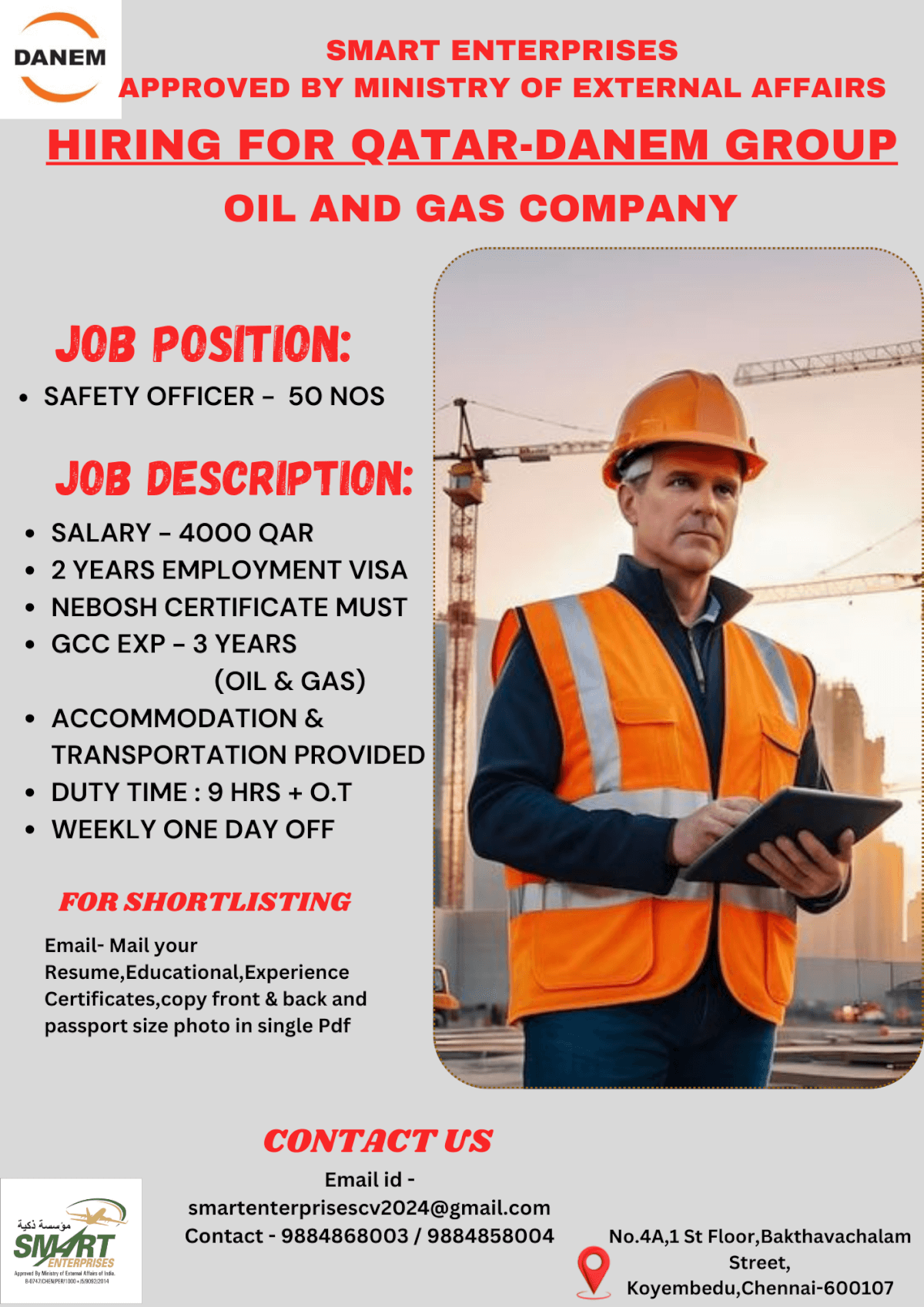 URGENT REQUIREMENT FOR QATAR - SAFETY OFFICER