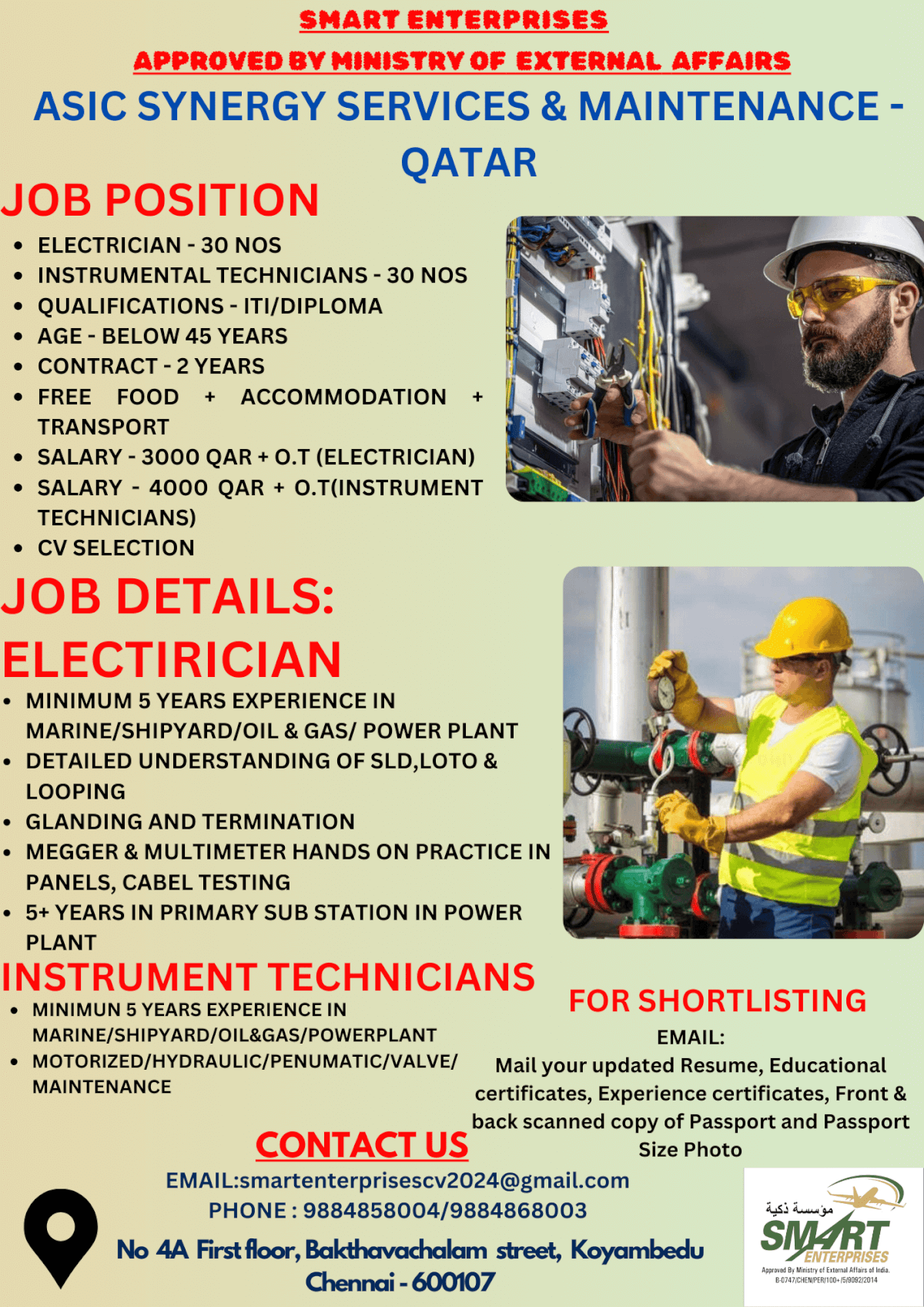 URGENT REQUIREMENT FOR QATAR