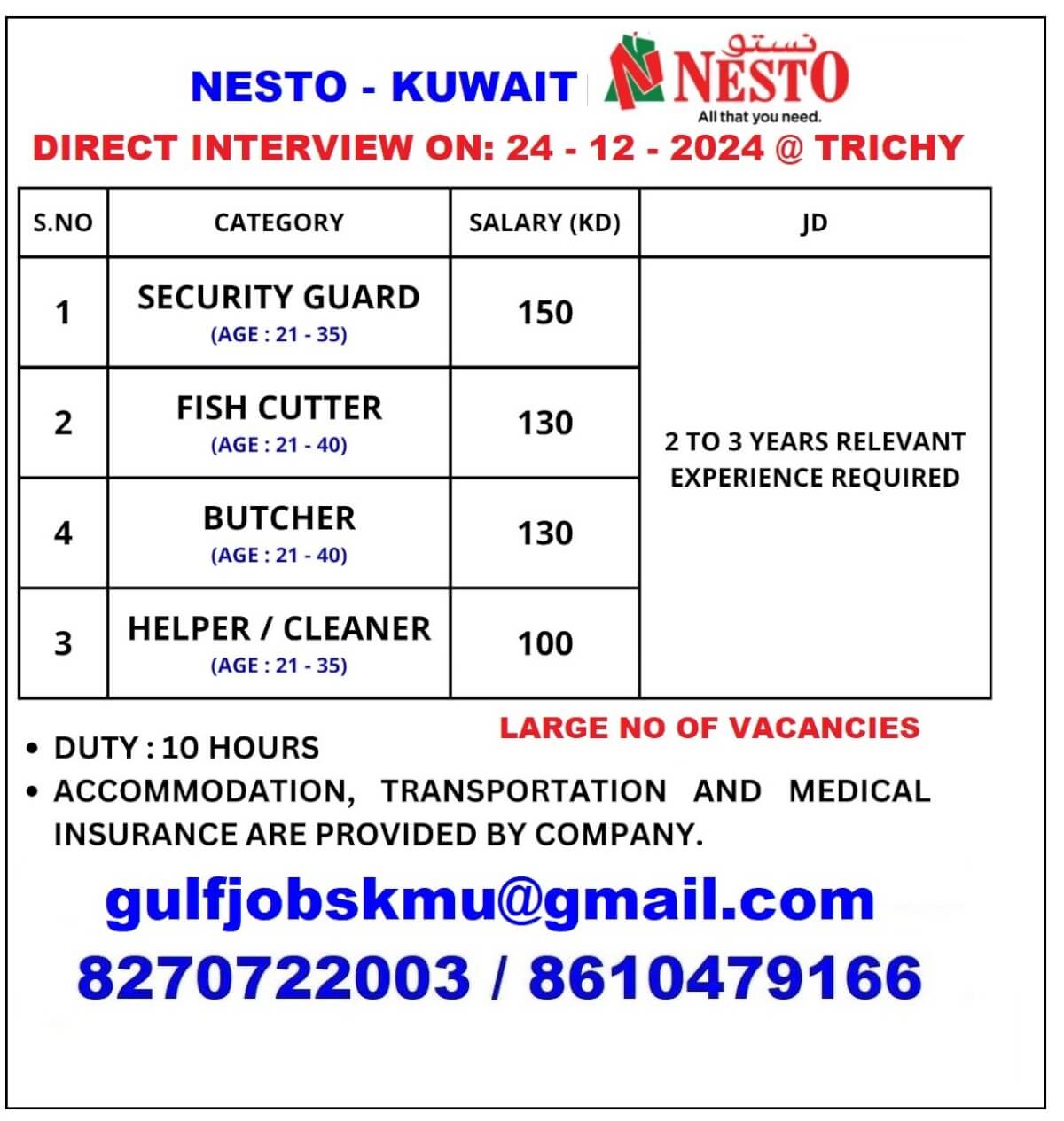 REQUIREMENT FOR KUWAIT