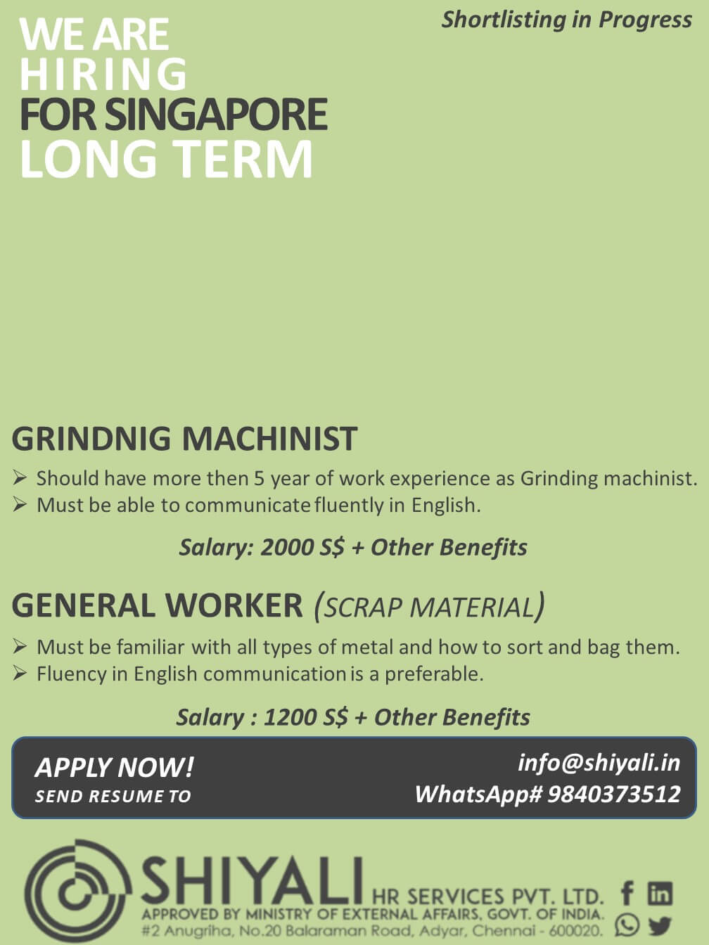 GENERAL WORKER AND GRINDER