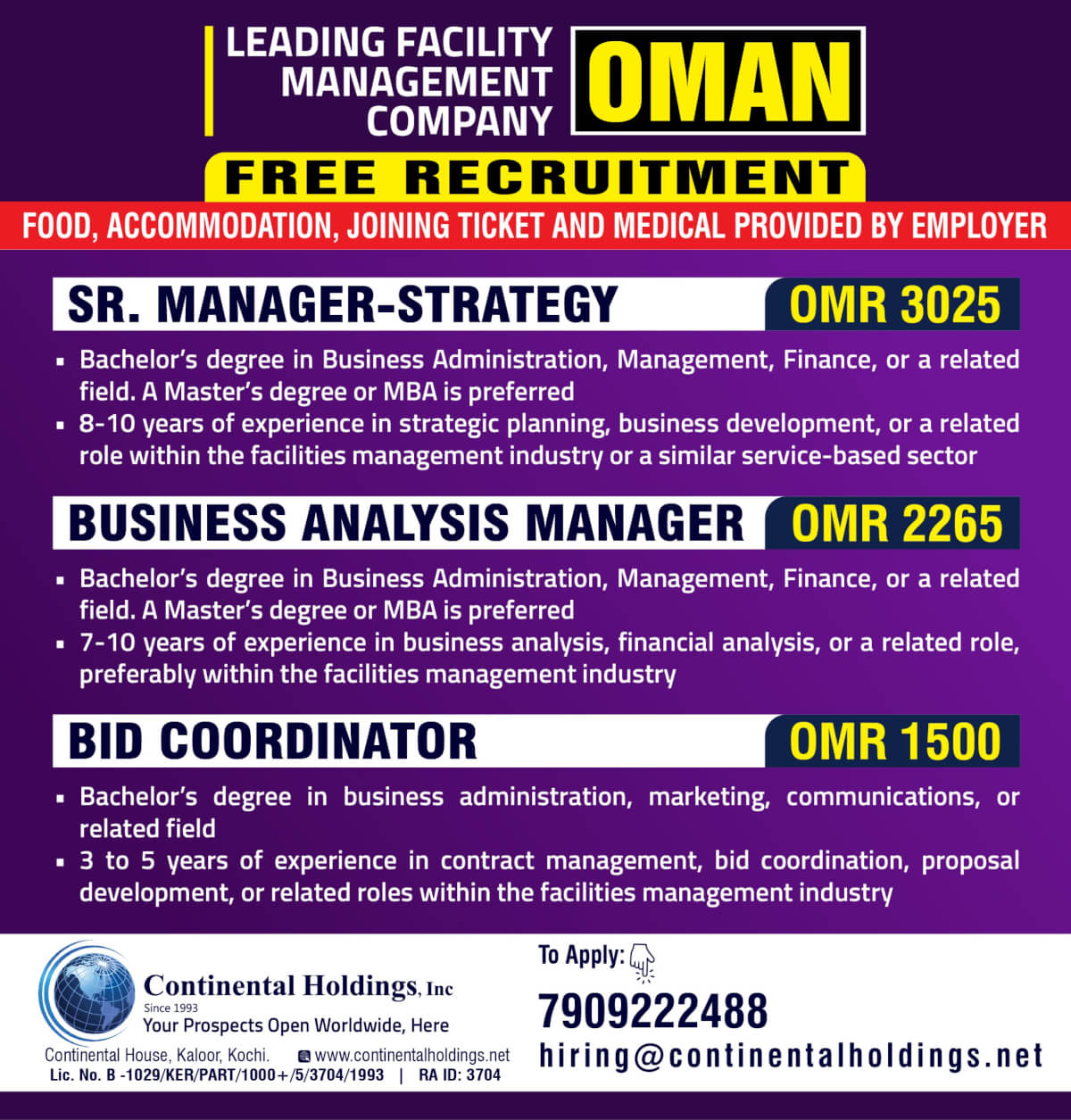 Hiring for Oman - Facility Management