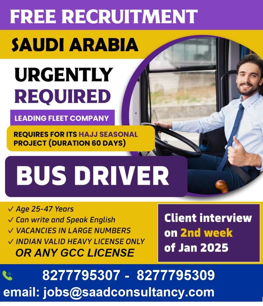 HIRING INDIAN LICENSE BUS DRIVERS FOR MECCA - SAUDI ARABIA