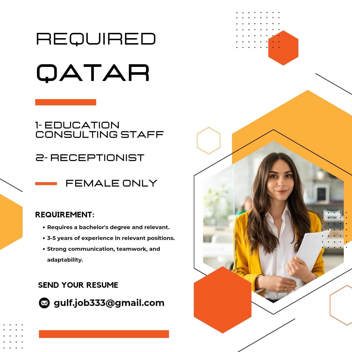 Receptionist- Female - Qatar